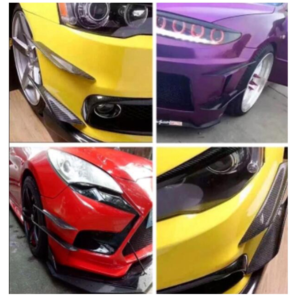 4Pcs Car Front Bumper Canard Splitter Fin Spoiler Carbon Fiber Universal Modified Decoration fiber - Image 2