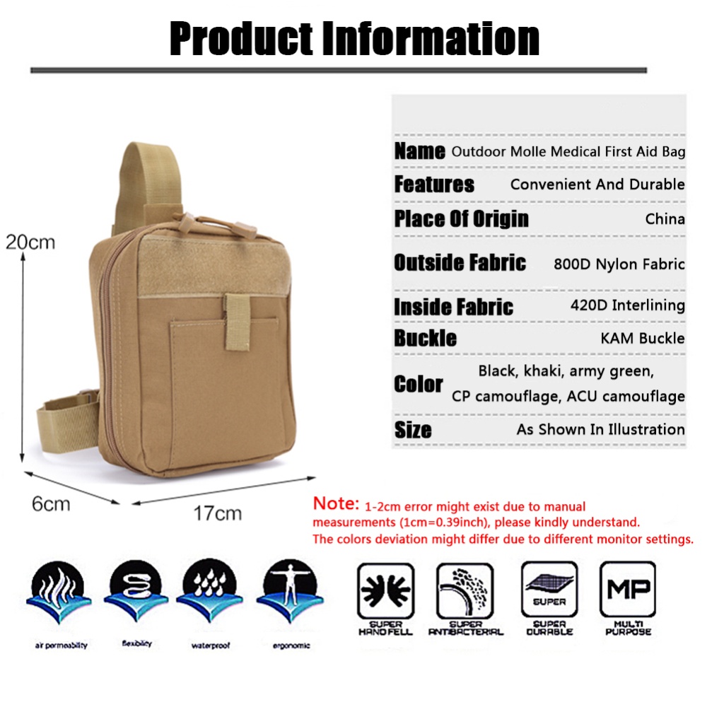 FGJ Outdoor Molle Medical First Aid Bag Multifunctional Emergency Camping CP camouflage_One size - Image 3