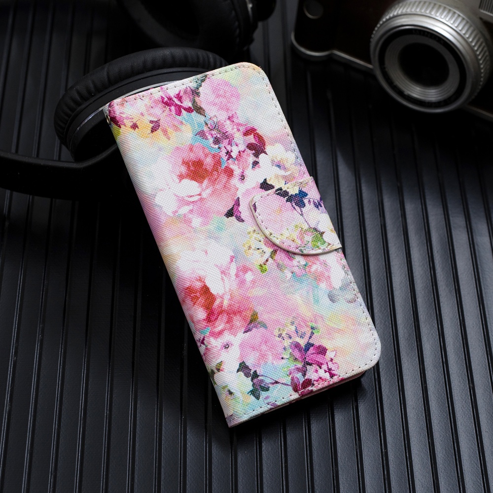 For Redmi Note 8/8 Pro Cellphone Cover Stand Function Wallet Design PU Leather Smartphone Shell Elegant Pattern Printed Watercolor flower - Image 3