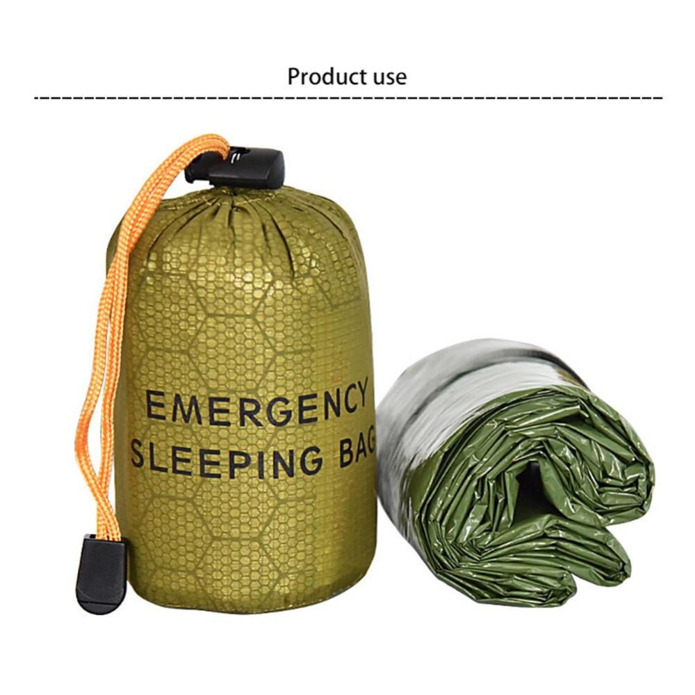 Emergency Sleeping Bag First Aid Rescue Blanket With Whistle+small Outer Green sleeping bag + whistle outer - Image 2