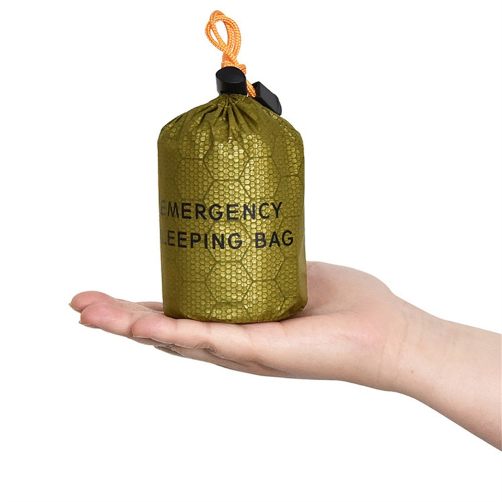 Emergency Sleeping Bag First Aid Rescue Blanket With Whistle+small Outer Green sleeping bag + whistle outer - Image 3