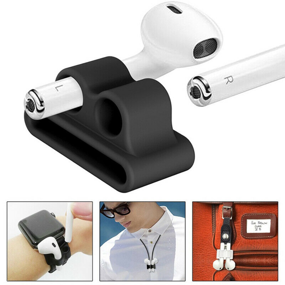 Earphone Protective Case for AirPods Pro Soft Silicone Cover+Carabiner+Anti-lost Strap+Wrist Holder+Storage Bag Black - Image 3