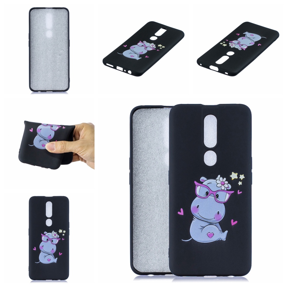 For OPPO F11 PRO Cartoon Lovely Coloured Painted Soft TPU Back Cover Non-slip Shockproof Full Protective Case with Lanyard black - Image 3