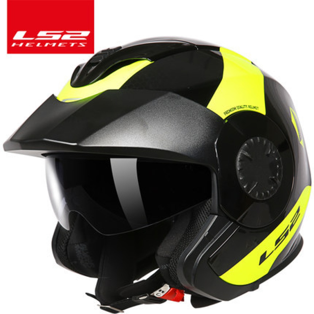 LS2 OF570 Helmet Dual Lens Half Covered Riding for Women and Men Motorcycle Casque Black red / bunting XXXL - Image 3