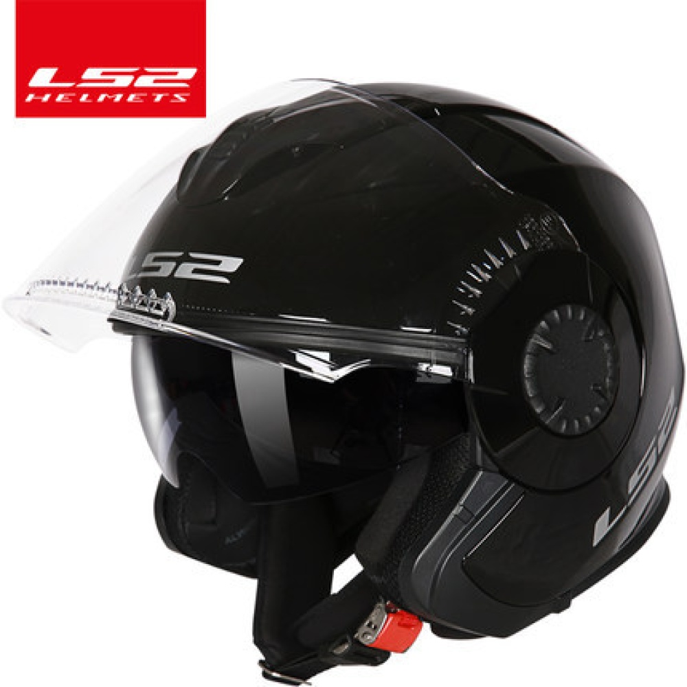 LS2 OF570 Helmet Dual Lens Half Covered Riding for Women and Men Motorcycle Casque Black red / bunting XXXL - Image 2