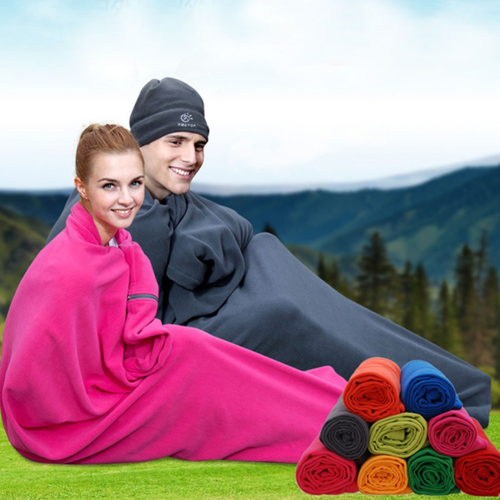 Portable Ultra-light Polar Fleece Sleeping Bag Outdoor Camping Tent Bed Travel Warm Liner Royal blue_185*80 - Image 3