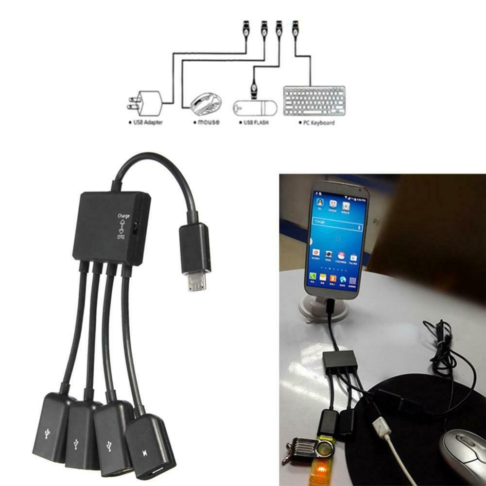 4 Ports Micro USB Type-C Power Charging OTG Hub Cable for Tablet Mouse Keyboard - Image 2