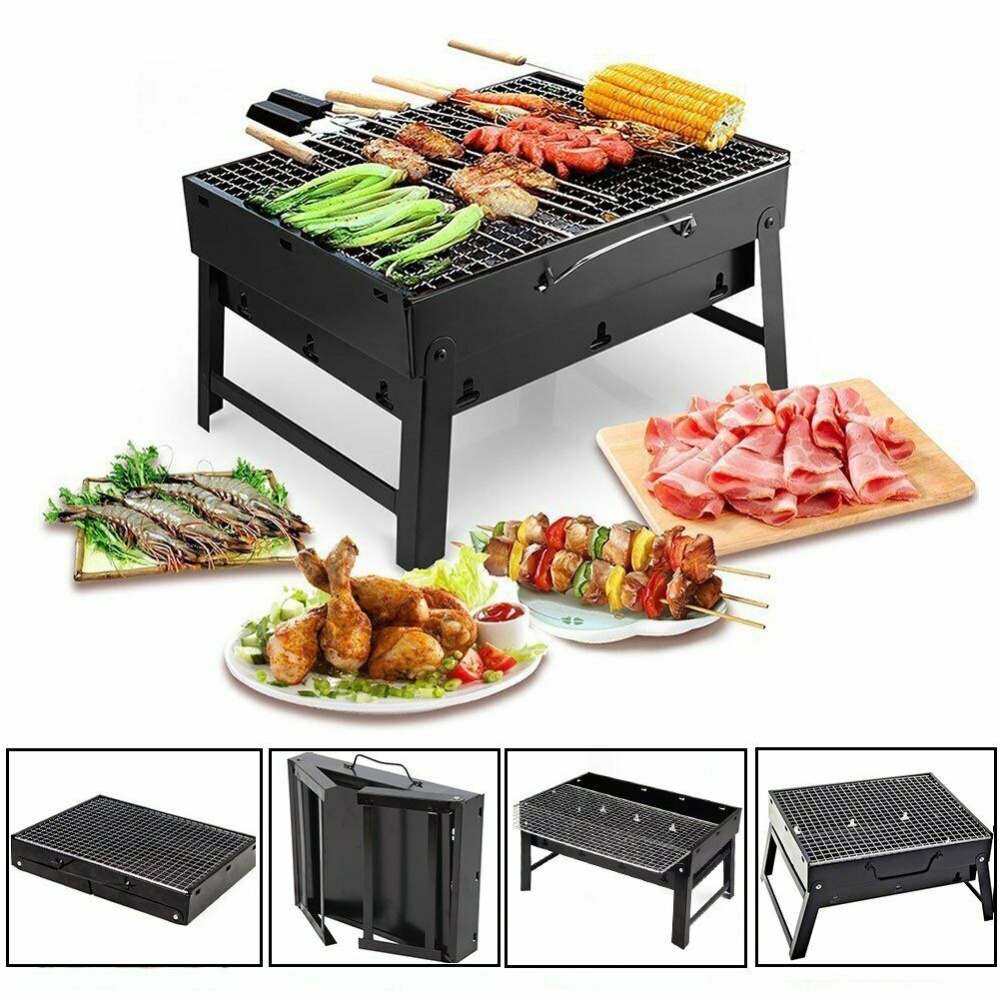 Foldable BBQ Grills Patio Barbecue Charcoal Grill Stove Stainless Steel Outdoor Camping Picnic Accessories As shown - Image 2