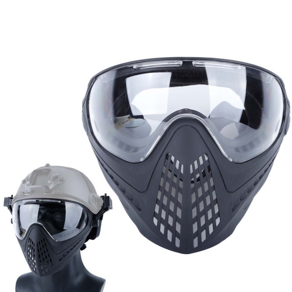 Airsoft Paintball Masks With Glasses Hunt Full Face Mask Outdoor Sports Nylon Strikeball black - Image 2