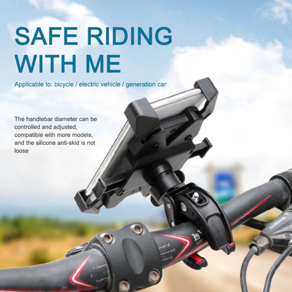 Bicycle Phone Mount Holder Handlebar Clip Support Bracket Universal Shockproof Four-claw Red - Image 2