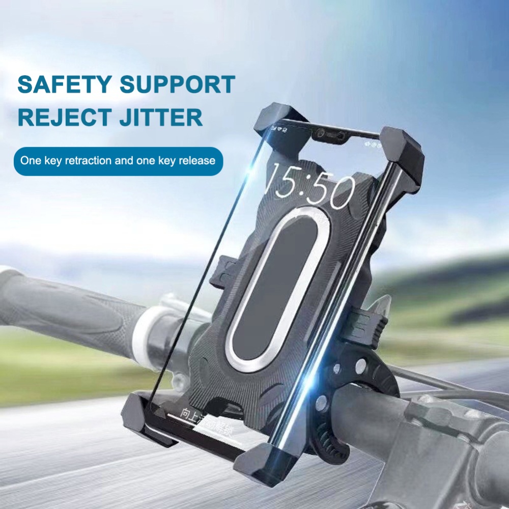 Bicycle Phone Mount Holder Handlebar Clip Support Bracket Universal Shockproof Four-claw Red - Image 3