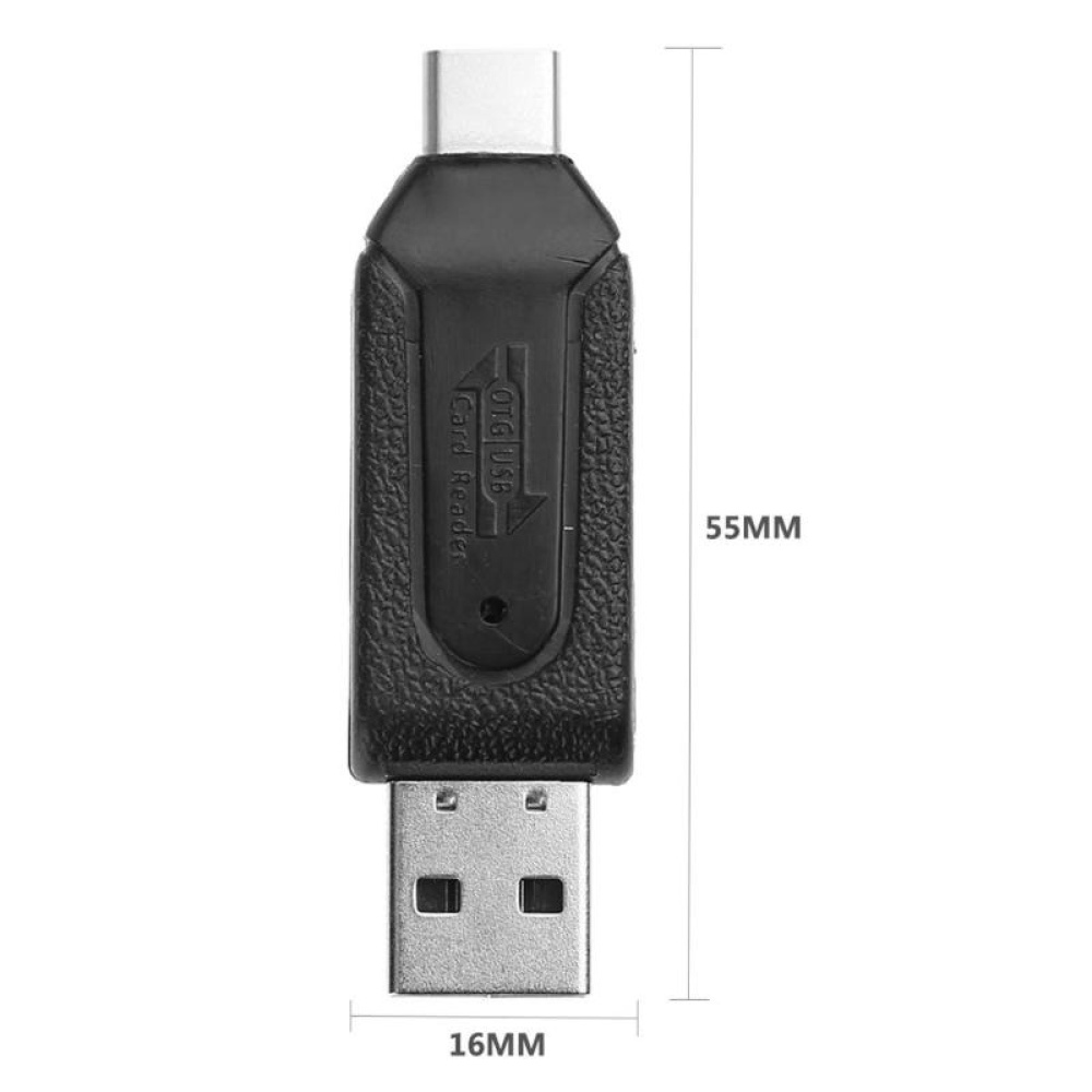 Portable High Speed 480Mbps OTG USB2.0 Type-C USB 3.1 Memory Card Reader for SD TF Micro Mobile Phone black - Image 3