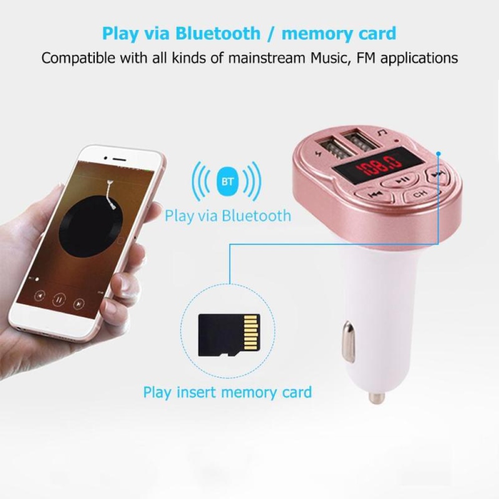 Car 3.1A USB Charger   Radio Bluetooth Receiver FM Transmitter Handsfree Audio MP3 Player Gold - Image 3