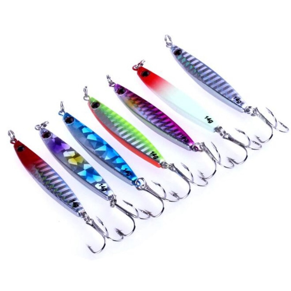 7colors/pack Metal Bait Iron Sheet Jig 14g/21g/30g/40g Lead Fish 30 grams of feather hooks 7 different colors / set - Image 2