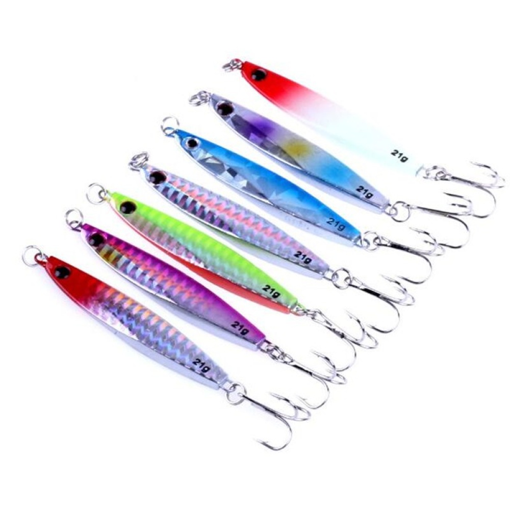 7colors/pack Metal Bait Iron Sheet Jig 14g/21g/30g/40g Lead Fish 30 grams of feather hooks 7 different colors / set - Image 3