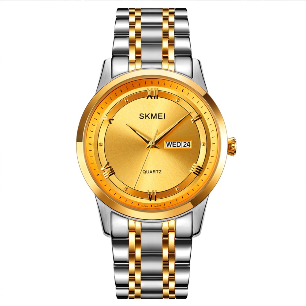 SKMEI Business Men Quartz Watches Fashion Time Week Calendar Display Large Dial Wristwatches silver - Image 2