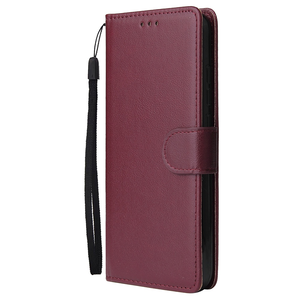 For Redmi NOTE 8 PU Leather Front Putton Protective Phone Case with 3 Cards Bracket red - Image 3