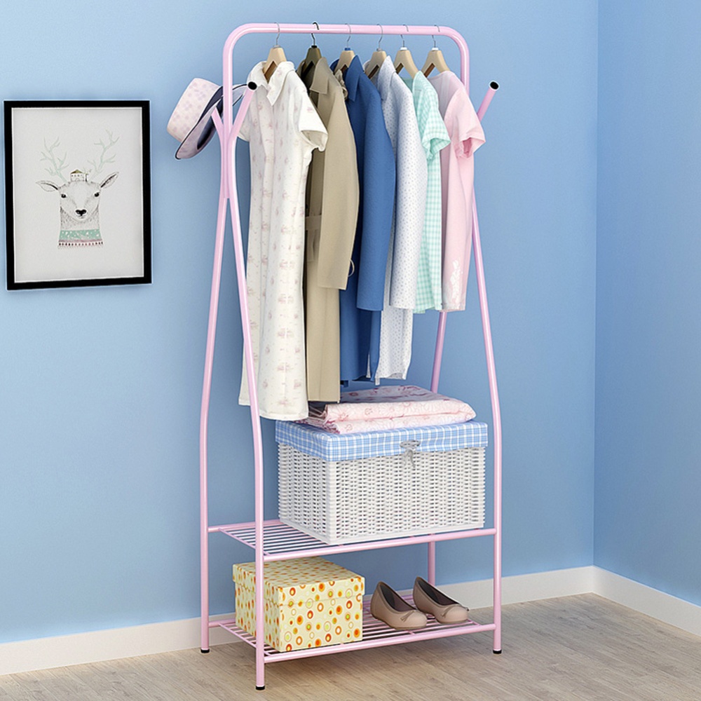 Multifunction Drying Rack Metal Display Stand for Clothing Hat Storage Pink - Image 3