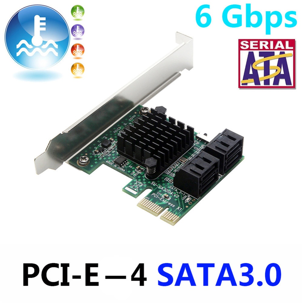 Add On Cards PCIE/PCI-E/PCI SATA3 SATA 3 Controller Multiplier/Expansion PCI E Adapter + Low Profile Bracket green - Image 2