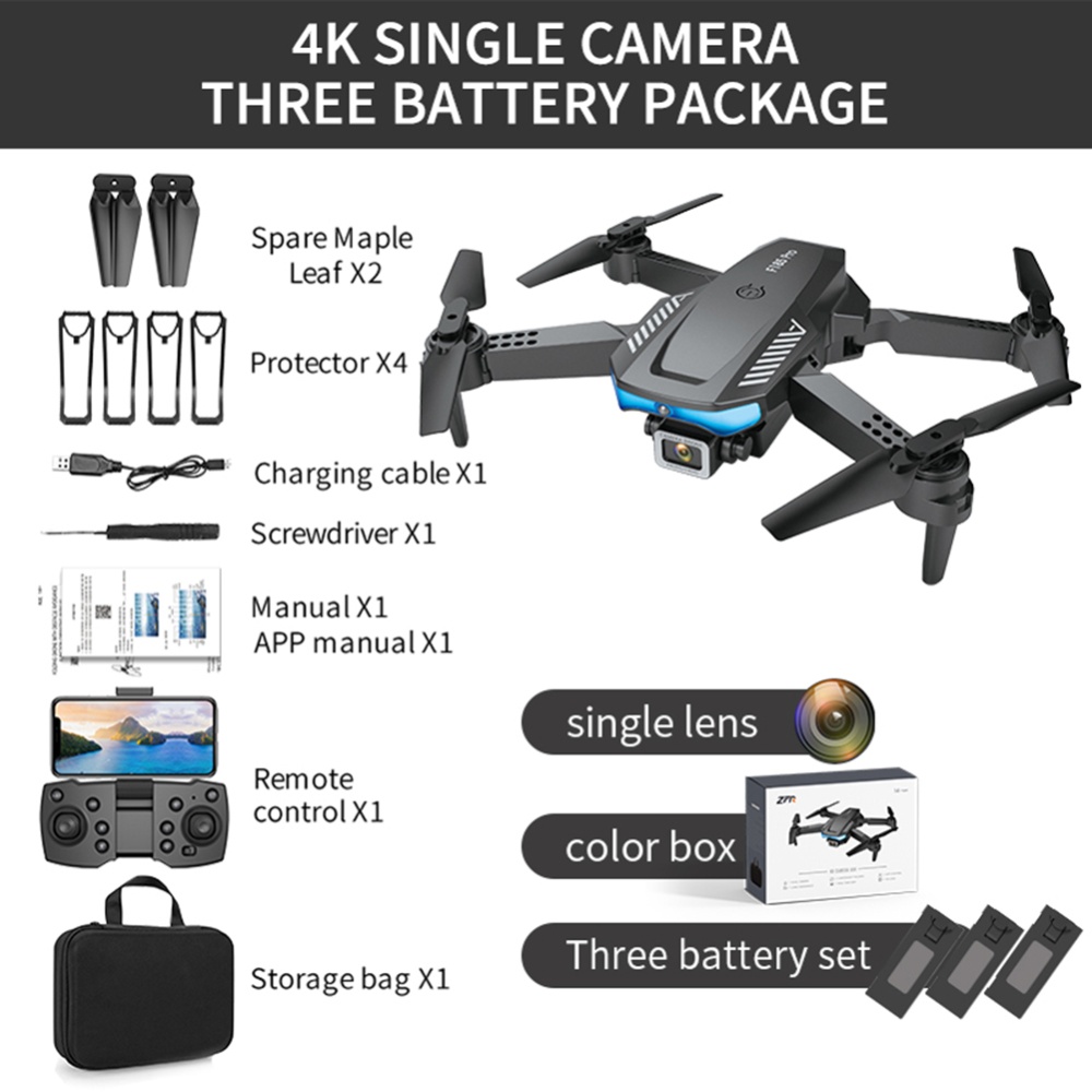 F185 Aerial Photography Drone Automatic Aircraft HD RC Black Single Lens 4K 3 Batteries - Image 3