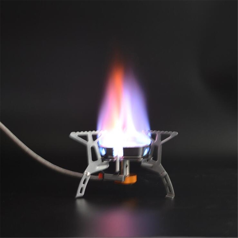 Mini Split Type Windproof Gas Stove for Outdoor Camping Picnic Fishing Silver - Image 2