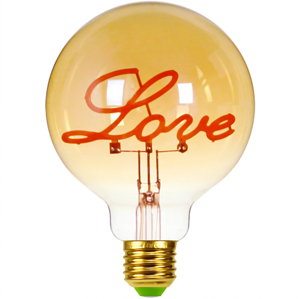 Edison Lamp Retro Love Letter Bulb Creative Golden Warm Light Glass Chandelier Desk - Image 3