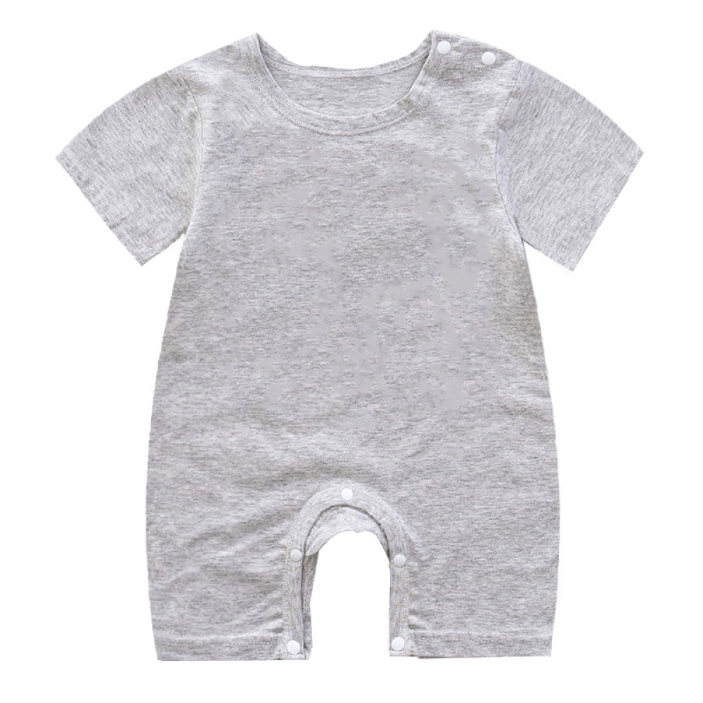 Summer Short Sleeves Jumpsuit For Newborns Simple Solid Color Cotton 0-3 Years Old Boys Girls grey 6-9M 66cm - Image 2