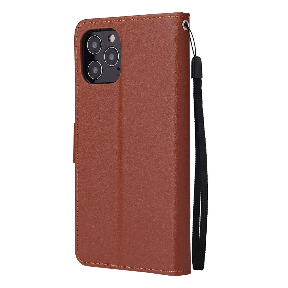 For Iphone 12 5.4 inch/6.1 inch/ 6.7 inch PU Leather Three-card Photo Frame Front Buckle Mobile Phone shell brown - Image 3