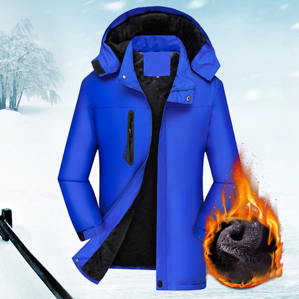 Men's Jackets Autumn and Winter Thick Waterproof Windproof Warm Mountaineering Ski Clothes blue_L - Image 2