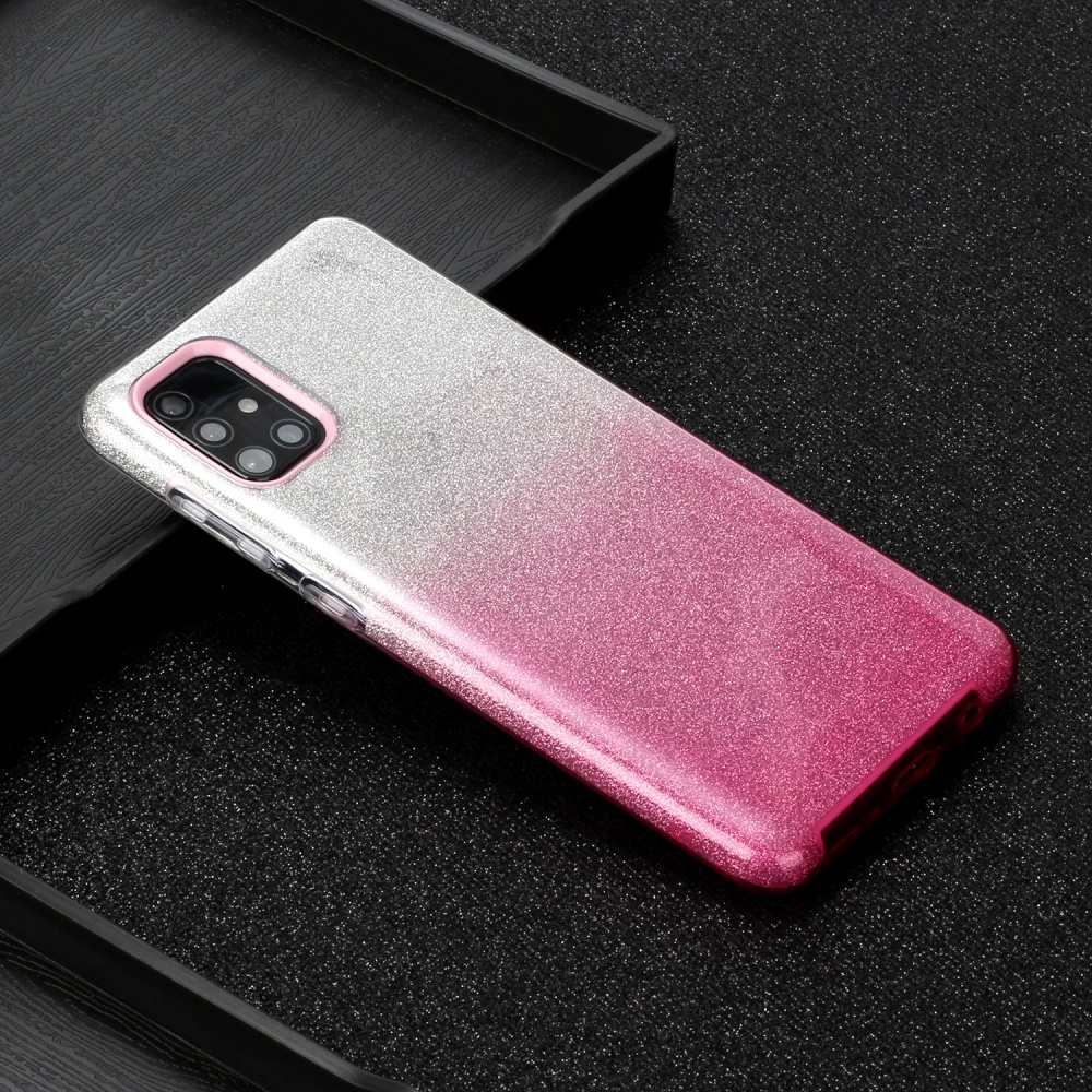 For OPPO Realme 5/Realme 5 Pro/A5 2020/A9 2020/A52/A92 Phone Case Gradient Color Glitter Powder Cover with Airbag Bracket Pink - Image 3