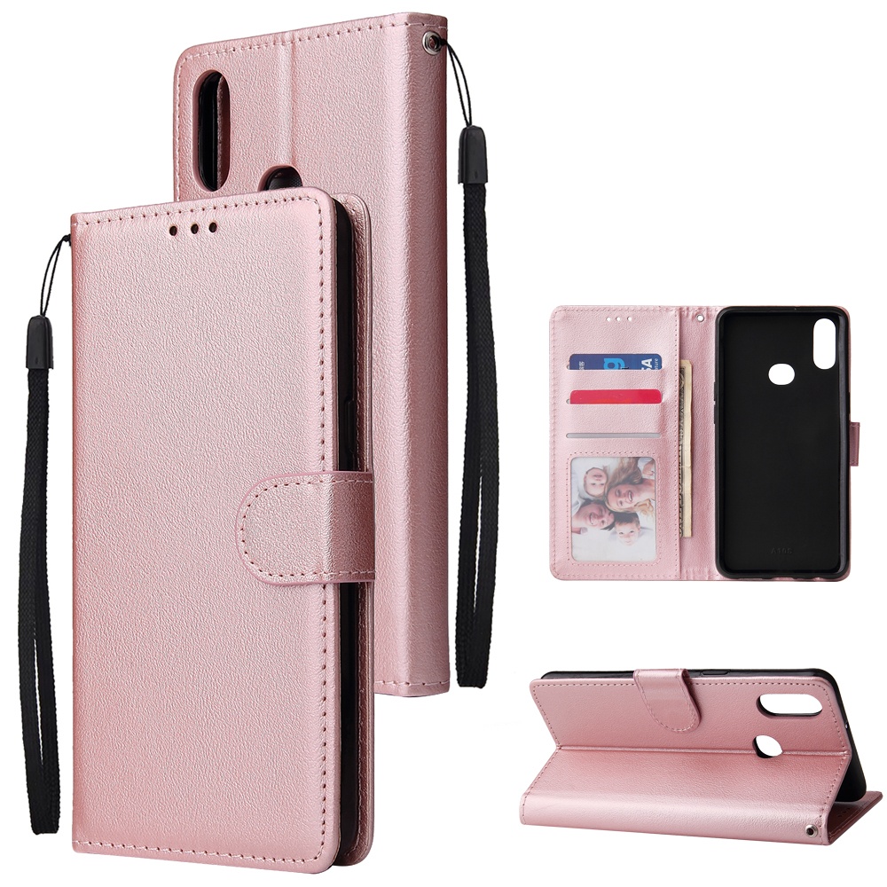 For Samsung A10S A20S Cellphone Cover Mobile Phone Shell Buckle Closure Cards Slots PU Leather Smart with Wallet Overall Protection rose - Image 3