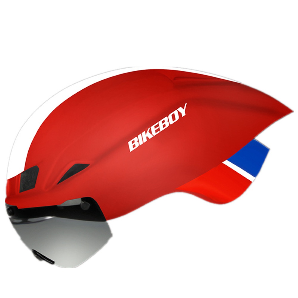 Bike Helmet with Goggles Road Bicycle Sports Safety Racing Riding Cycling Red white - matte_Free size - Image 2