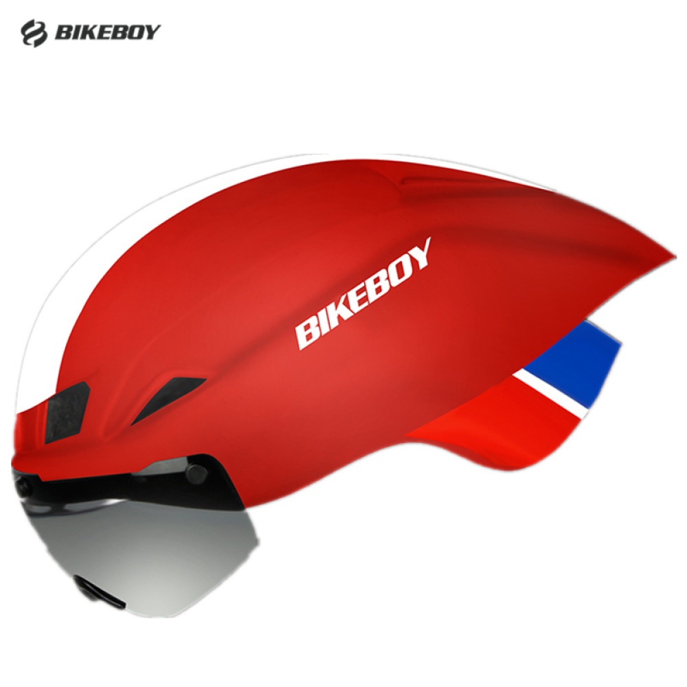 Bike Helmet with Goggles Road Bicycle Sports Safety Racing Riding Cycling Red white - matte_Free size - Image 3