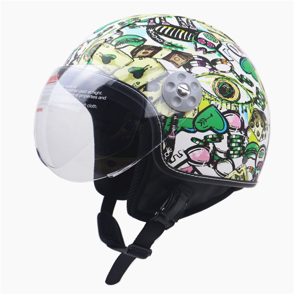 DOT Certification Helmet Leather Cover Scooter Vintage Classic black XL - Image 2