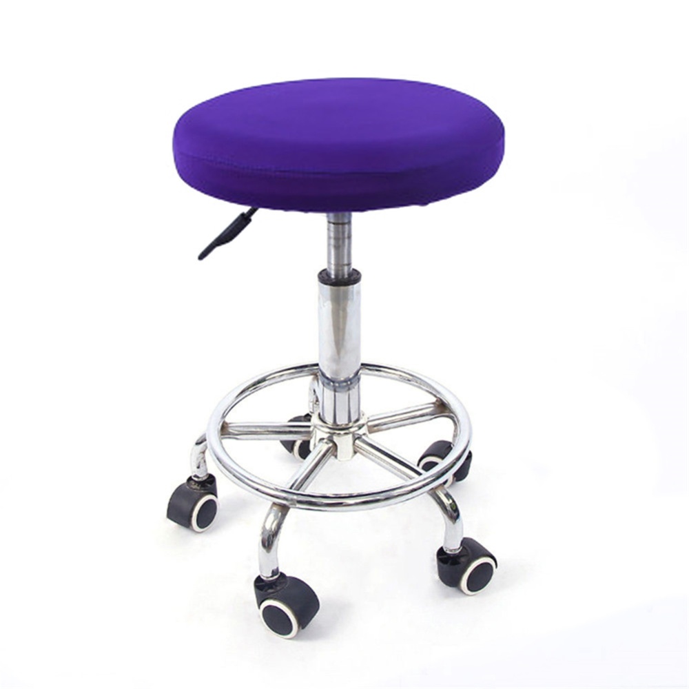 12'' Lift Stool Round Head Soft Chair Cover Micro Elastic Cushion Seat Case Dark purple_Flexible - Image 2