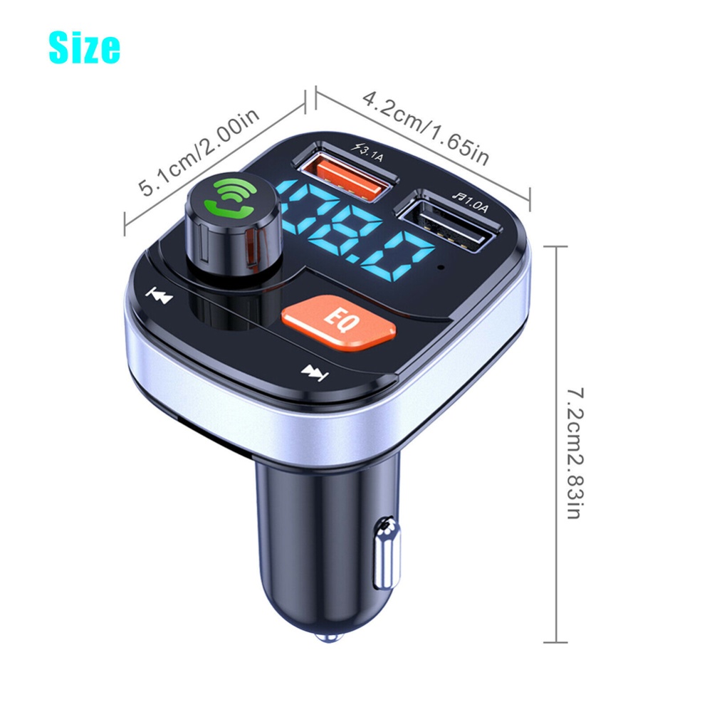 Wireless Fm Transmitter Dual USB Chargers Hands-free Radio Adapter Bluetooth 5.0 Black - Image 3