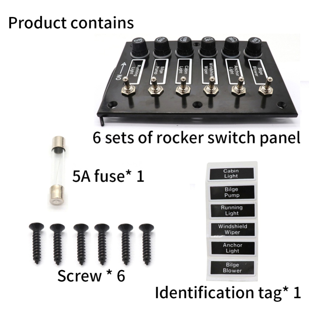 Saloon Car Modified 6-position Switch Panel Bakelite On-off Shifting 12V/24V DC Black - Image 3