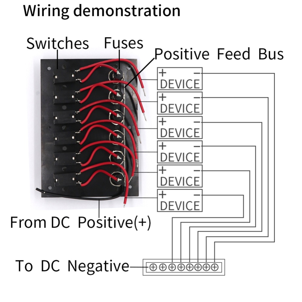 Saloon Car Modified 6-position Switch Panel Bakelite On-off Shifting 12V/24V DC Black - Image 2