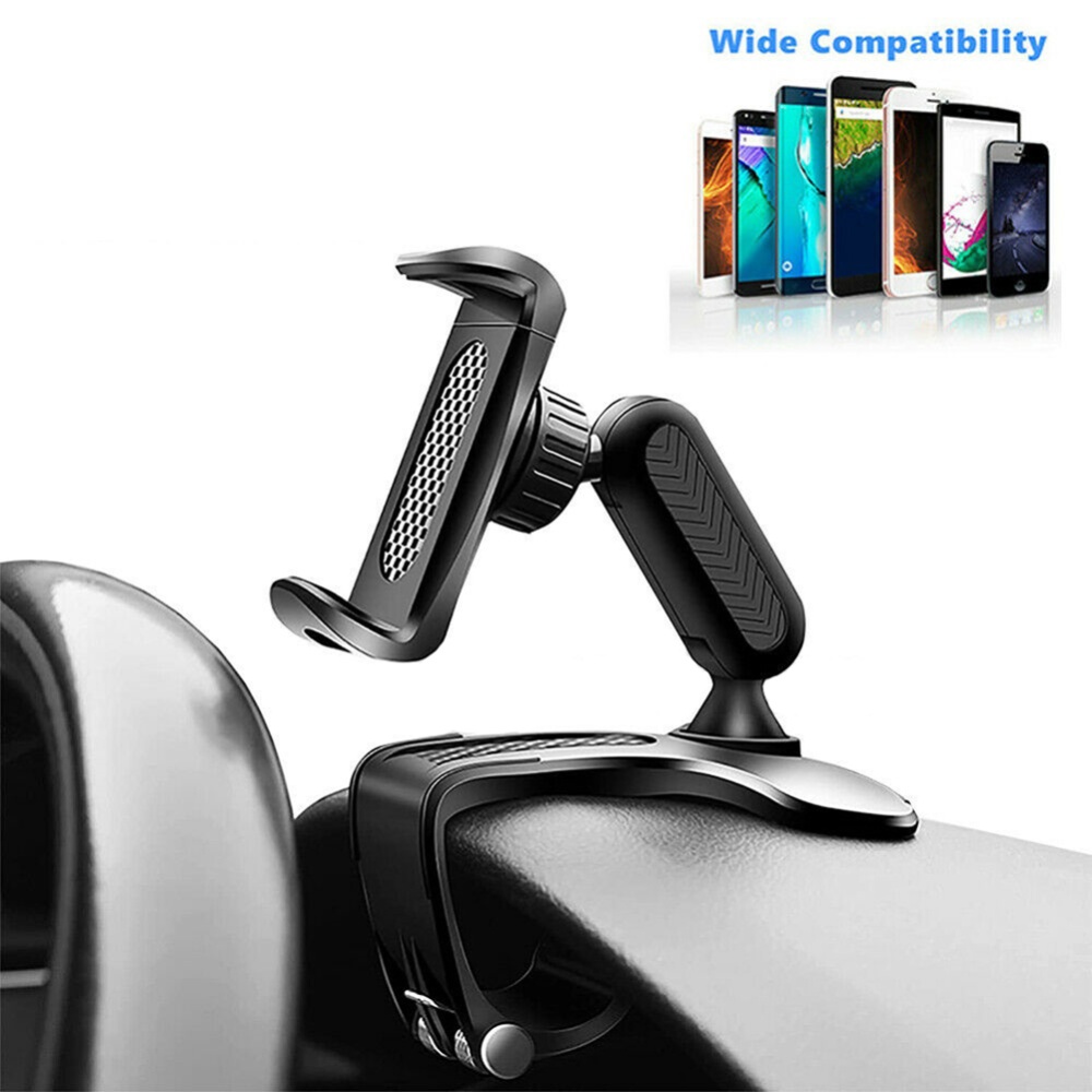 Universal Car Dashboard Mount Holder Snap-on Phone Rack Rotating Black - Image 3