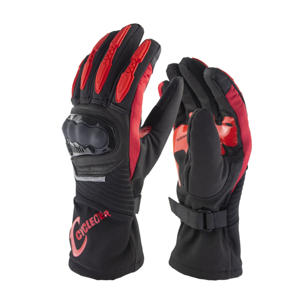 Winter Motorcycle Waterproof Gloves Warm Riding Full Finger Motocross Glove Long for red_M - Image 3