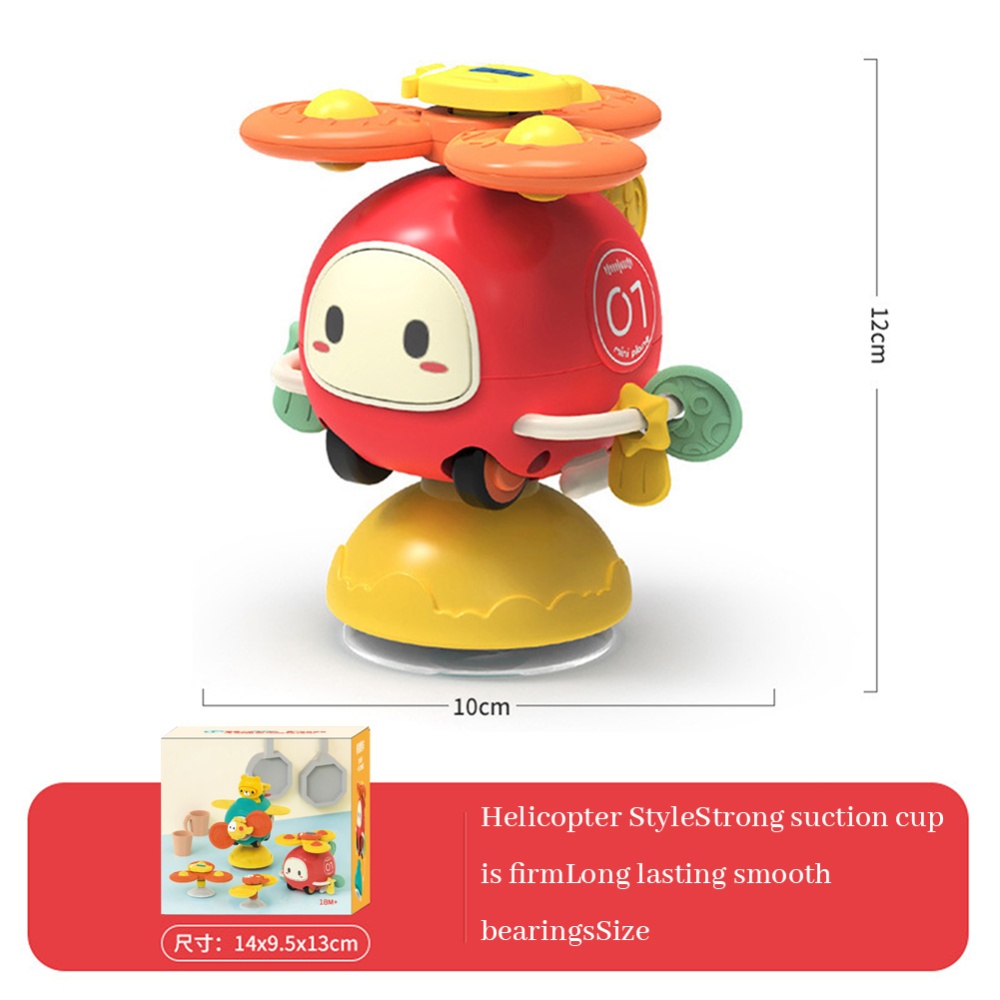 Baby Suction Cup Spinner Toys For 1-3 Years Toddlers Cartoon Flower Fingertip Spinning Top Sensory Boys Girls Helicopter - Image 2