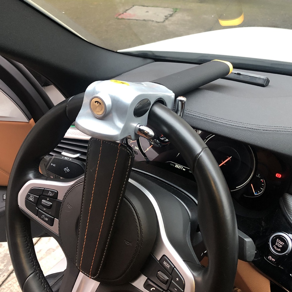 Car Steering Wheel Lock Anti-Theft Protection Device Security Locks with Keys Gold Black - Image 3