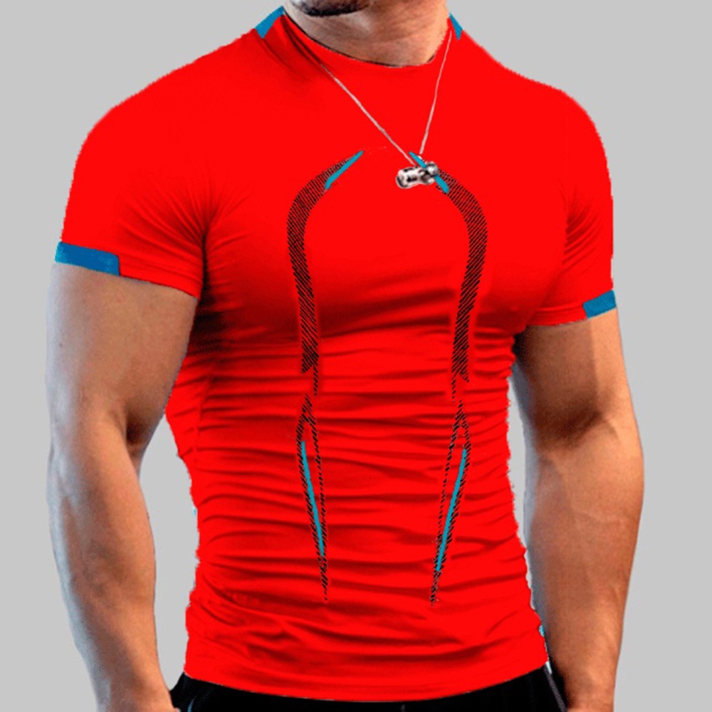 Men Summer Short Sleeves T-shirt Fashion Breathable Quick-drying Slim Fit Tops For Sports Fitness Training light grey L - Image 2