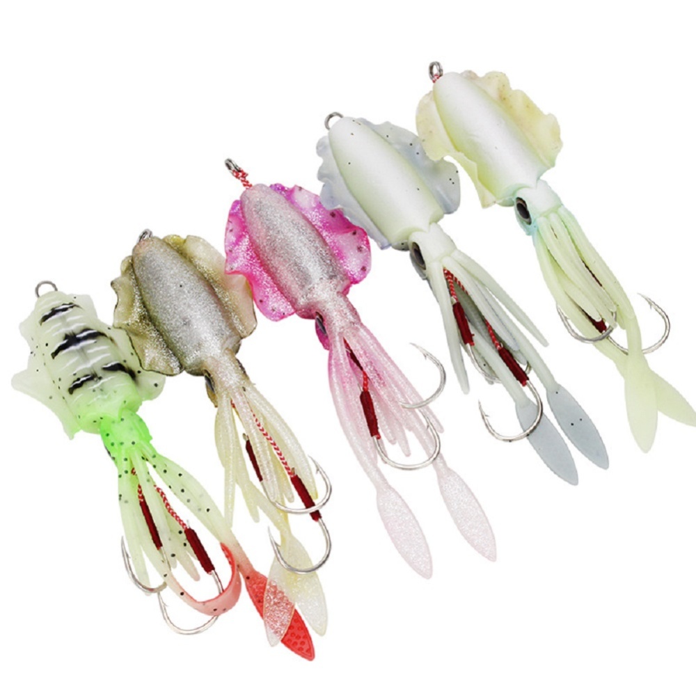 Fishing Lure Double Hook Squid Bait Glow-in-the-dark Baits 15cm60g Simulated False Deep Sea Soft 1008# Body_15cm (octopus bait) - Image 3