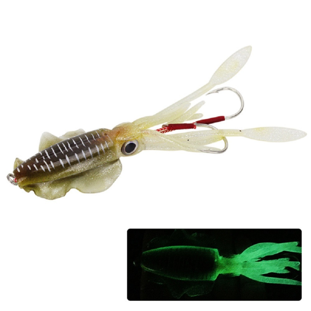 Fishing Lure Double Hook Squid Bait Glow-in-the-dark Baits 15cm60g Simulated False Deep Sea Soft 1008# Body_15cm (octopus bait) - Image 2