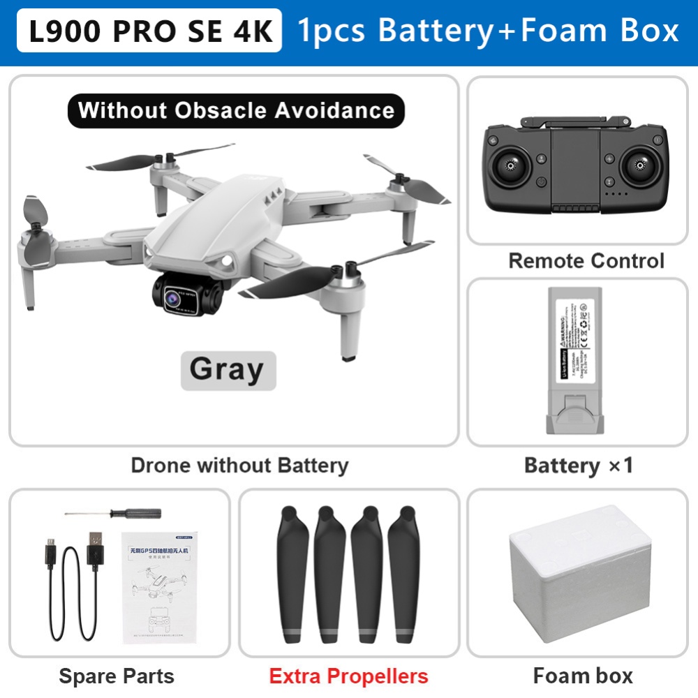 L900 Pro SE 4k HD Dual Camera RC Drone Obstacle Avoidance Brushless Motor Gps 5g Wifi Fpv Quadcopter Black 4K-1B-Bag - Image 2