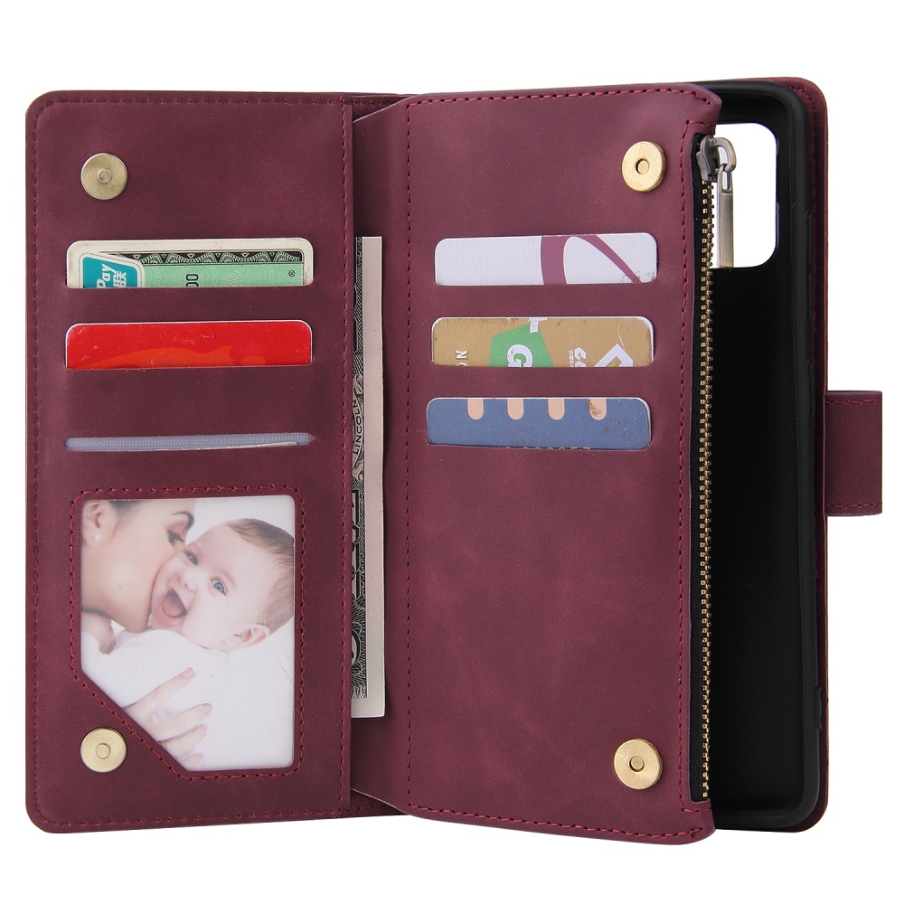 For Samsung A51 Case Smartphone Shell Precise Cutouts Zipper Closure Wallet Design Overall Protection Phone Cover Coffee - Image 3