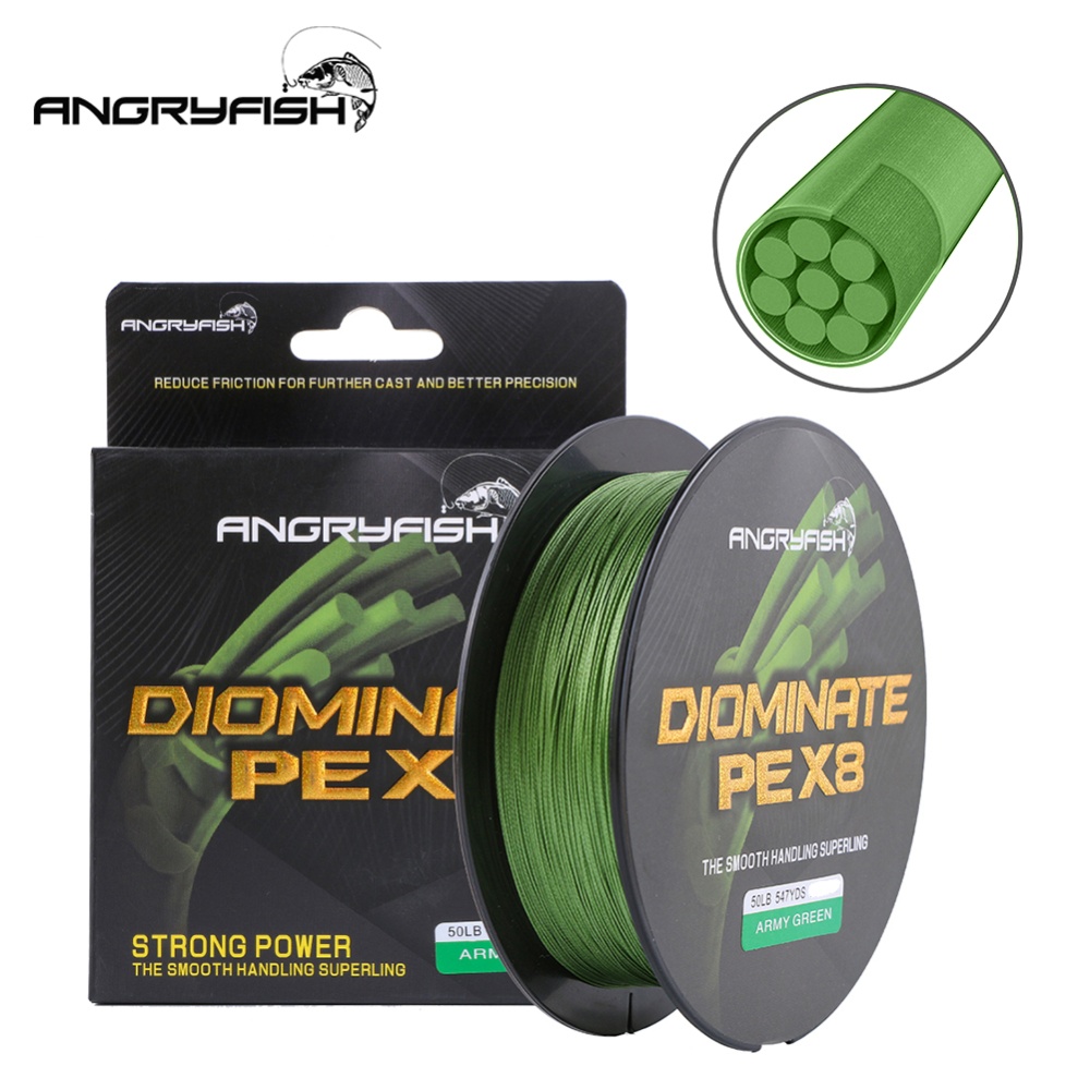 ANGRYFISH Diominate PE X8 Fishing Line 500M/547YDS 8 Strands Braided Multifilament Army Green 3.0#:0.28mm/40LB - Image 3