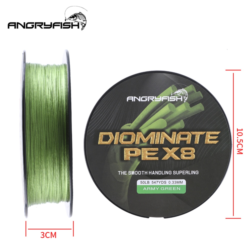 ANGRYFISH Diominate PE X8 Fishing Line 500M/547YDS 8 Strands Braided Multifilament Army Green 3.0#:0.28mm/40LB - Image 2