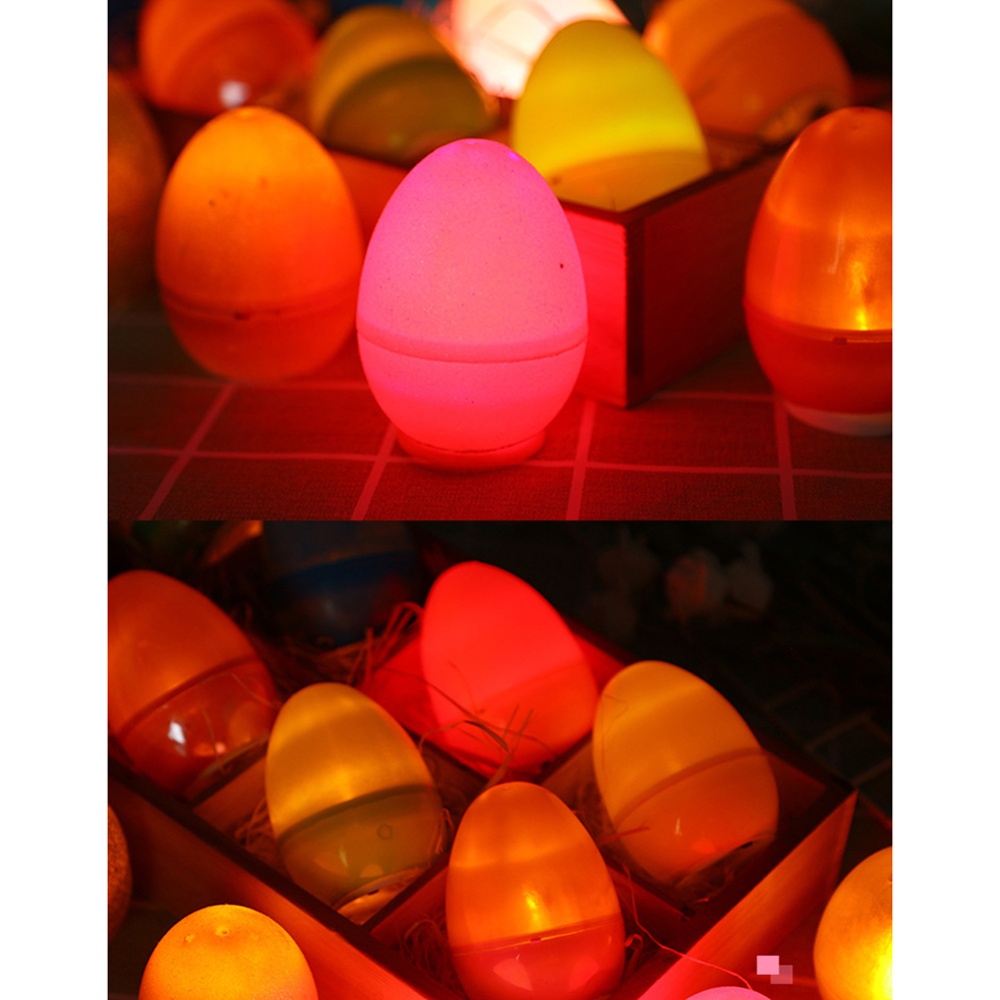 12pcs Fillable Colorful Easter Egg Wedding Birthday Party Diy Crafts Home Decor For Decoration Warm lights Eggs - Image 2